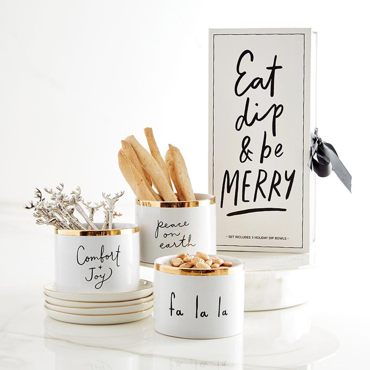 Set de 3 Tazones Eat, Dip & Be Merry